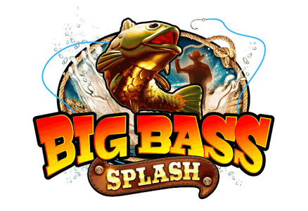 Big Bass Splash logo artwork showing the fisherman mascot beside the bass fish character amid a turquoise water splash and desert canyon backdrop